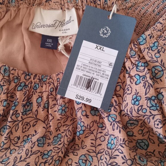 👸HOST PICK Universal Thread Pumpkin‎ Orange Floral Flutter Ruffle Midi NWOT XXL - Picture 4 of 4